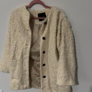 Massimo dutti women’s short faux fur coat, size s, cream